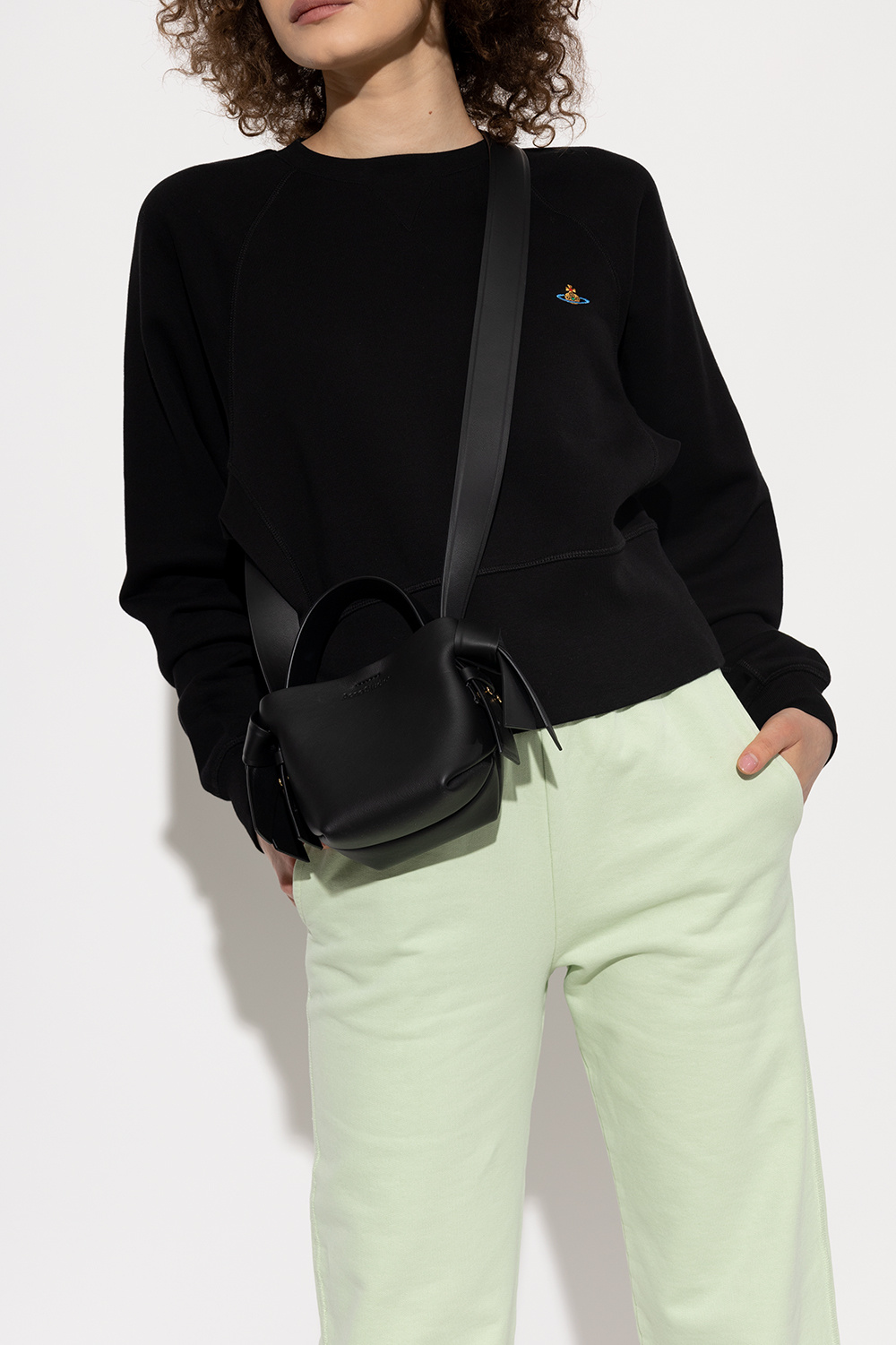 Black 'Musubi Micro' leather shoulder tote bag Acne Studios